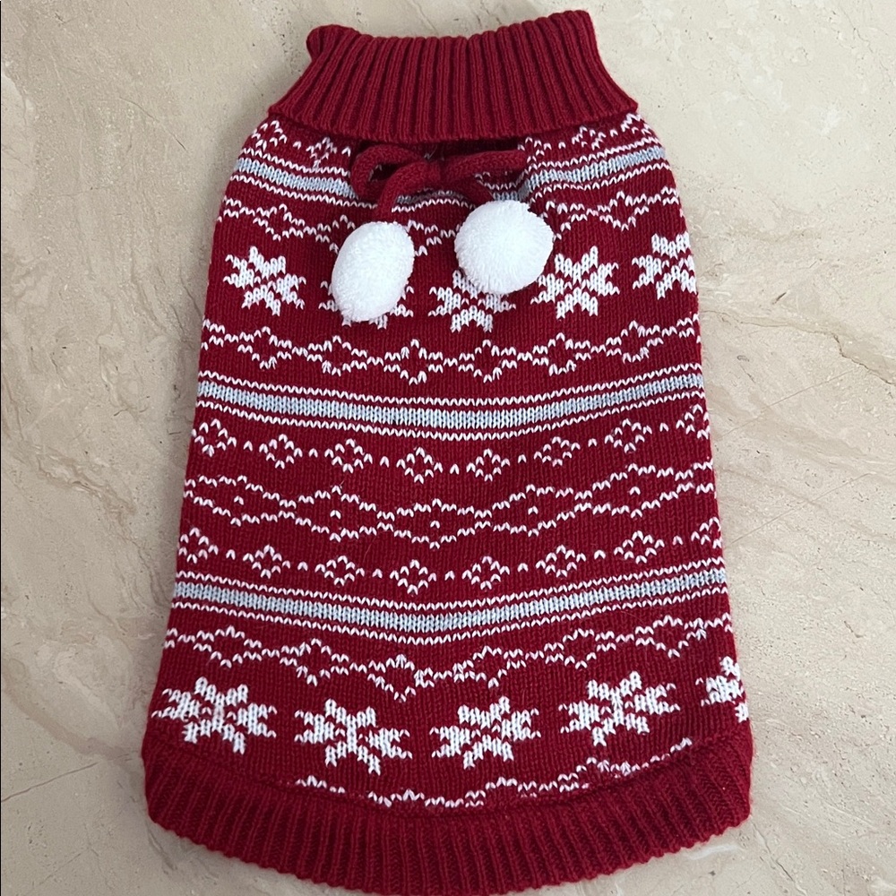 Friends Forever Snowflakes & Stripes Pet Sweater Size M NWOT